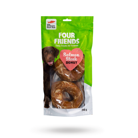 Fourfriends Salmon Steak Donut 2-pack - Matskåler, Hundegobiter & Tyggeben til hund & katt på Doggie.no - Hundegodbiter, Tyggebein & matskåler