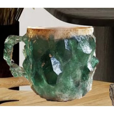 Mineral kristall kaffekopp, flerfärgad kaffekopp med handtag, elegant kristallgåva för hem och kontor Grön Kristall-max
