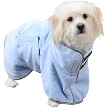 Hundetørkefrakk (blå), hundebadekåpe egnet for små og mellomstore hunder