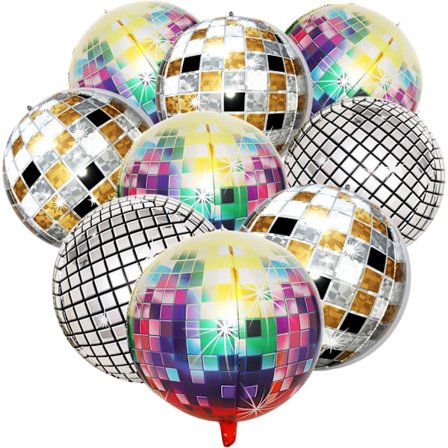 Discokulor ballonger, 9 st 22 tum discofestdekorationer