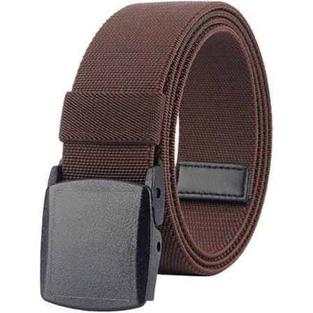 Justerbart elastisk belte for menn med plastspenne - Kaffefarge