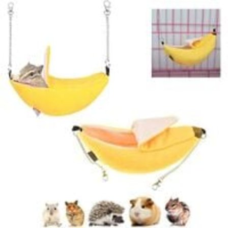 Hamster Hængekøje til Bur Marsvin Seng Hus Lille Dyr Banan Vinter Varm Hængende Seng Hus Bur Rede Hamster Tilbehør til Sukker Svæveflyver Egern