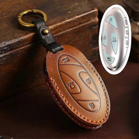 1 stk. Nøgleetui i okselæder til bilnøgler, nøglering til Hyundai Ioniq 6 Ev 7 knapper, engros etui taske beskyttelsestilbehør