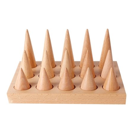 Træ 15 Fingre Display Ring Holder Showcase Stand Smykker Ringe Organizer