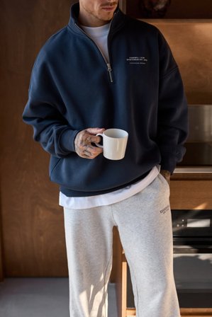 ICANIWILL - Everyday 1/4 Zip Sweatshirt Print Midnight Blue - Langermet - Herre - ICIW