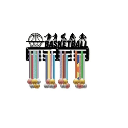 Koripallomitalien teline, mitalien teline, urheilullinen metalli, seinäripustus, rautakoriste, mitalikilpailu, musta urheilija (FMY)