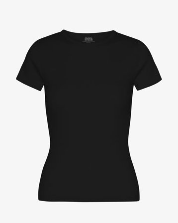 Organic Rib T-Shirt - Deep Black - Female - L