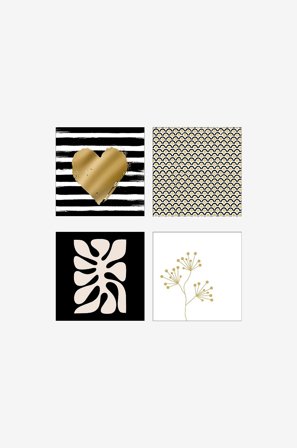 Paperproducts Design - Lautasliinat PPD No6, 4 erilaista, 20/pakk. - Musta - Lautasliinat - - Homeroom