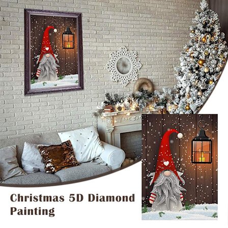 5D diamantmålning efter nummer kit Full rund borr kristall strass bild present jultomten korsstygnsmålning