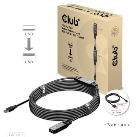 Club 3D USB-forlengelseskabel - USB-type A til USB-type A - 10 m