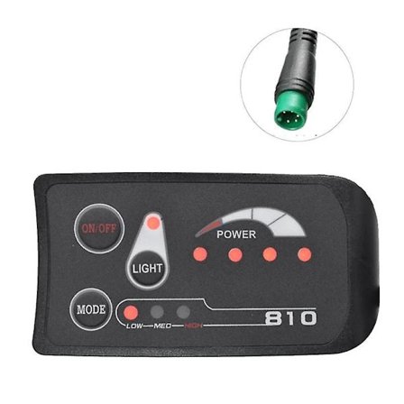 (pow yeah!)5PIN S810 E-sykkelmåler LED-skjerm IP65 36V UART for elektrisk sykkel Elsykkelmåler(36V)