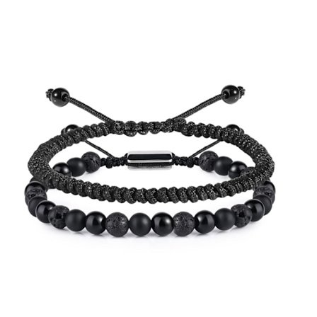 Svarta pärlarmband för män pojkar - Coola jubileums-, alla hjärtans dag-, farsdags- och födelsedagspresenter till honom pojkvän make man son pappa