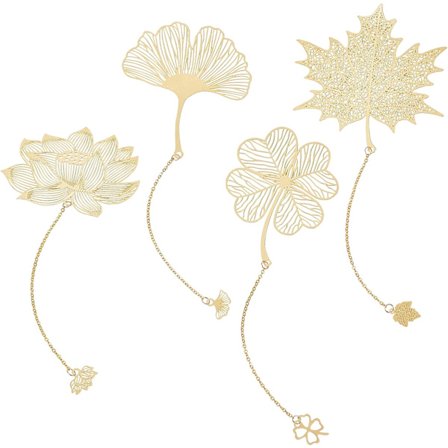 Guldbokmärken 4 Design Hålbokmärke Lönnlöv Ginkgo Löv F