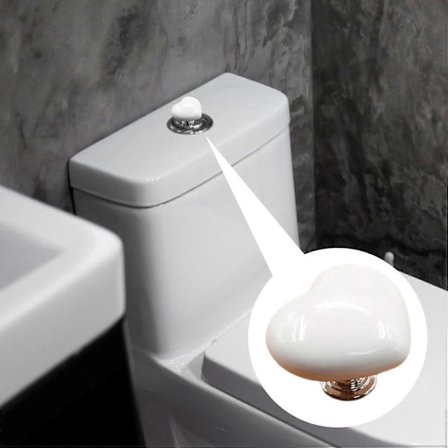 Hvit kjærlighetshjerteformet toalettankknapp, Toaletterstatningsdeler Bærbart tilbehørshåndtak Toalett trykkverktøy Baderomsinnredning 50*38*42mm