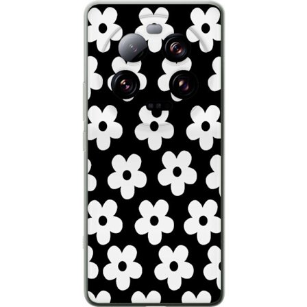 Yhteensopiva Puhelinkuori Xiaomi Xiaomi 13 Ultra Mustavalkoinen kukkakuvio minimalistisessa skandinaavisessa muotoilussa, jossa voimakas kontrasti ja