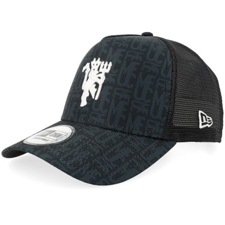 New Era - Football Svart trucker Keps - Manchester United All Over Print Black A-Frame Trucker @ Hatstore