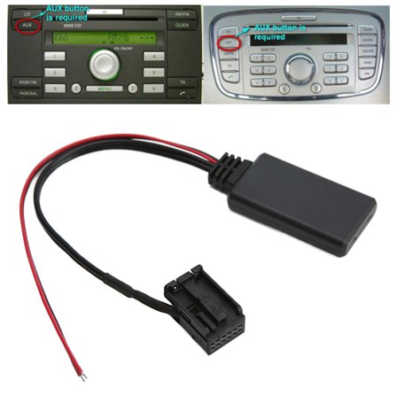 Bil CD Aux Kabel Lydadapter Bluetooth 5.0 Erstatning for Fiesta Mondeo MK3 Focus 2 MK2