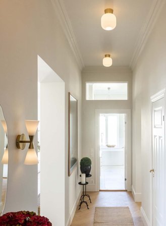 Vanja taklampe - messing/opal