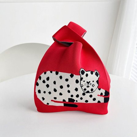 Knit Handbag Knot Wrist Bag RØD