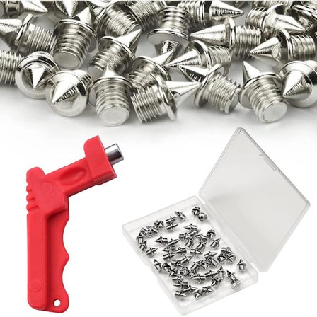 50 stk. 3/16 tommer piggsko for friidrett, erstatningspigger i hardt stål, pyramidepigger for sprint, kort løping og terrengløp