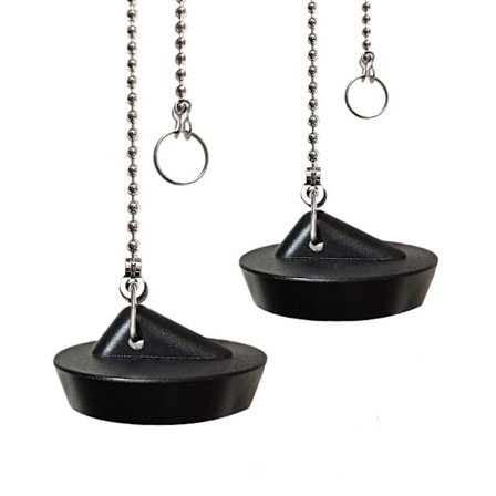 2 Pakke Universal Vaskepropp Rustfritt Stål Kulekjede med Krok for Kjøkken Badekar Vaskavløpsstopper Propp 44mm, Avløpspropp Størrelse Mellom 45.5 til