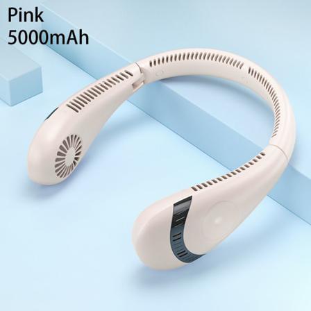 Hängande Halsfläkt Usb Uppladdningsbar 5000mah Hopfällbar Rosa