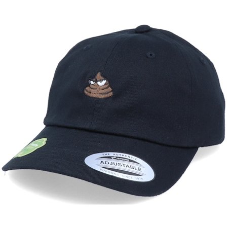 Iconic - Zwart unconstructed Cap - Organic Tiny Poop Emoji Black Dad Cap @ Hatstore