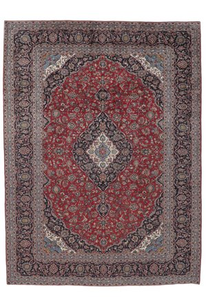 Håndknyttet Keshan 291X397 Uldtæppe Mørkerød/Sort Stort