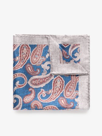 John Henric Men's Blaues Einstecktuch Paisley Size Onesize