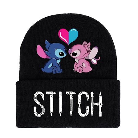 Lilo & Stitch tegneserie trykk strikket lue med brem vinter varm ski lue caps voksne barn unisex gave-FA9-