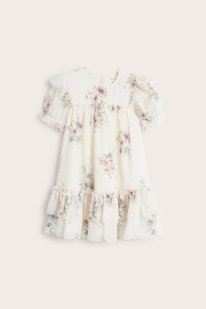 Newbie | Kukkasomisteinen sifonkimekko | Luonnonvalkoinen