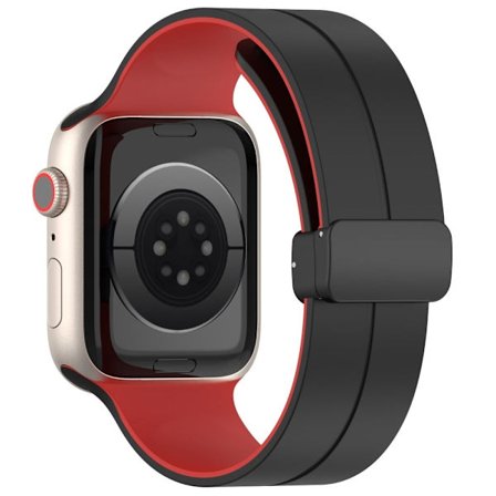 Apple Watch Series 8 (41 mm) armband i tvåfärgad silikon - Svart / Röd