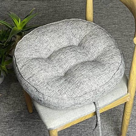 Boligudstyr 2x Natur 40cm x 40cm Rund Hynde Med Bindebånd - Bomuldsforet Udendørs Indendørs Polstret Stol Havesæt Spisesæt