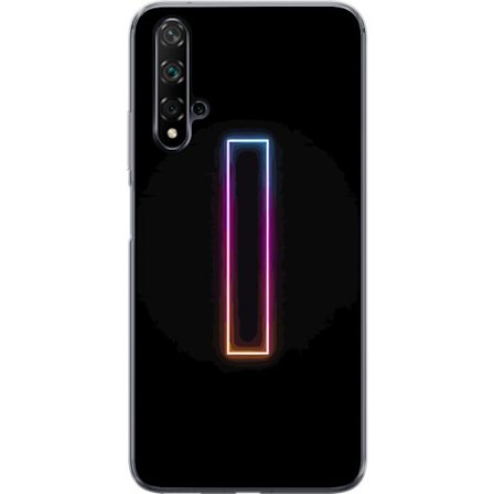 Kompatibel Mobilcover til Huawei Huawei nova 5T Minimalistisk neonbogstav I i regnbuefarver mod mørk baggrund