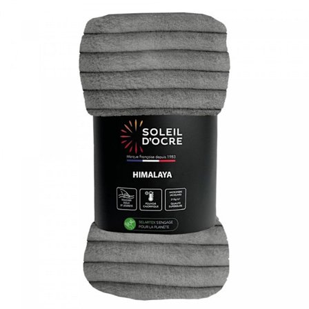 Sängöverdrag i flanell och sammet 180x220 cm HIMALAYA grå, av Soleil d'ocre