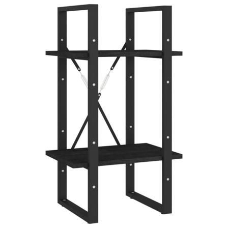 Vidaxl Bokhylla 2 Hyllplan Svart 40x30x70 Cm Massiv Furu Svart