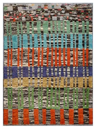 Berber Colourful Rug 120X165 Black/Dark Yellow Wool, Afghanistan