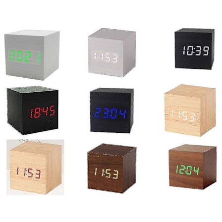 Gingko Cube Led Click Clock Vækkeur Med Lydaktivering (tid, dato, temperatur) Forskellige farver A10