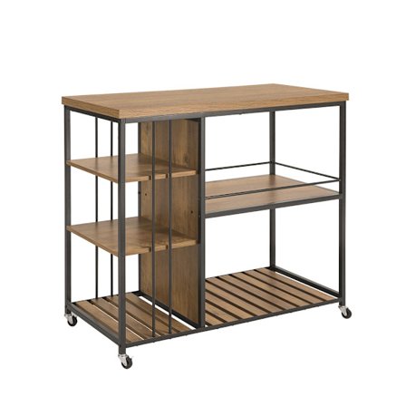 SoBuy Keittiösaari 5 hyllyllä ruskeassa 110x45x91cm, teollinen SVW18-F