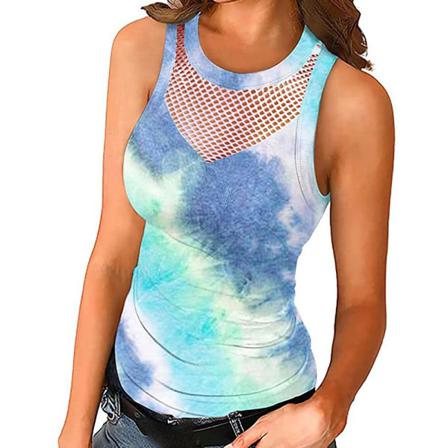 Zha Dye Net Cloth Stitching Mode Tight Vest