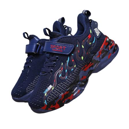 Höstsportskor för barn Trend Mode Flame Halkskyddande Mesh -skor för utomhusbruk löparskor blue 36