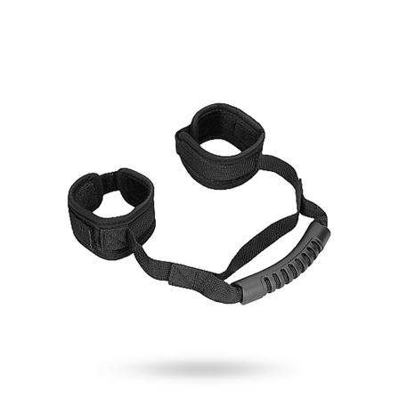Shots: Velvet & Velcro Adjustable Handcuffs with Handle - Sexleker Vuxen: Bondage & Fetish