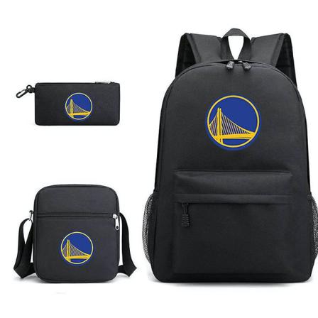 3 stk./sæt Basketball Star Skole Taske Golden State Warriors Holdet Satchel Rygsæk Med Blyantpose Messenger Taske