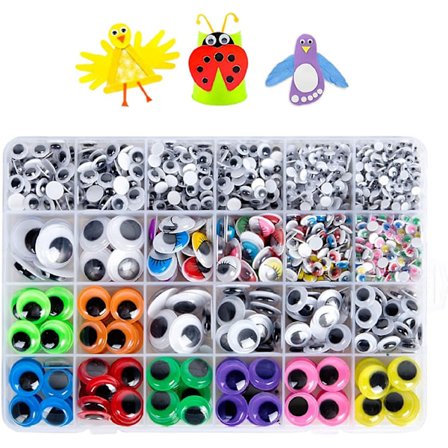 1680 stk. Googly Wiggle Eyes med Selvklæbende, til Håndværksstickerøjne i Flere Farver og Størrelser til DIY