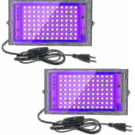 2 stk 100W UV LED Spotlight Blacklight IP65 Vanntett, Ultrafiolett LED Lampe, Effektbelysning For Akvarium, Fest, Neonmaling, Fluorescerende P