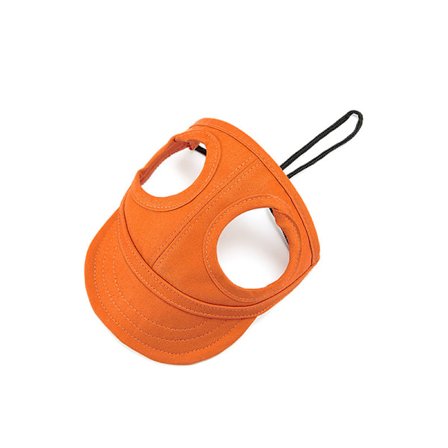 Hund Baseball Caps Kjæledyr Sports Hatt Kjæledyr Utendørs Caps Justerbar Stripete Sommer Reisehatt med Ørehull (L-oransje)