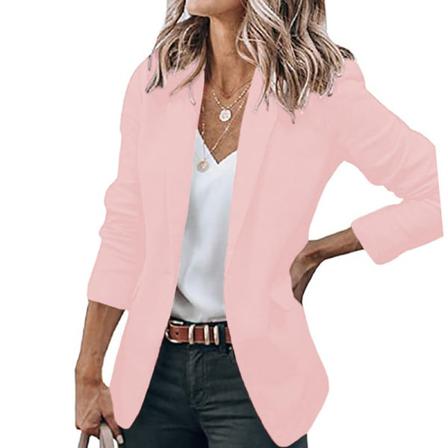 Kvinnor Enkelknäppt Ytterkläder Öppen Front Blazer
