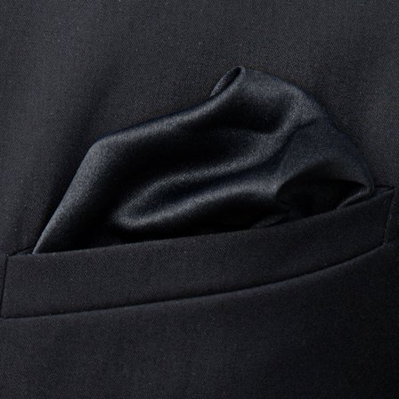 Pochette de costume unie noire pour hommes - Pochettes de costume de couleur unie