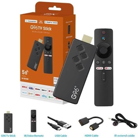 G96 H313 TV-stick TV-box 2G+8G HD Media TV-box 2,4G WIFI Dual Band Android Röstfjärrkontroll
