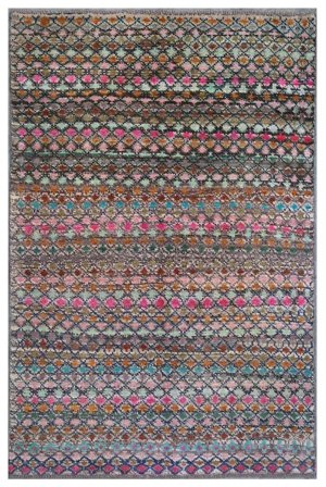 Hand Knotted Berber Colourful Rug 109X166 Brown/Dark Grey
